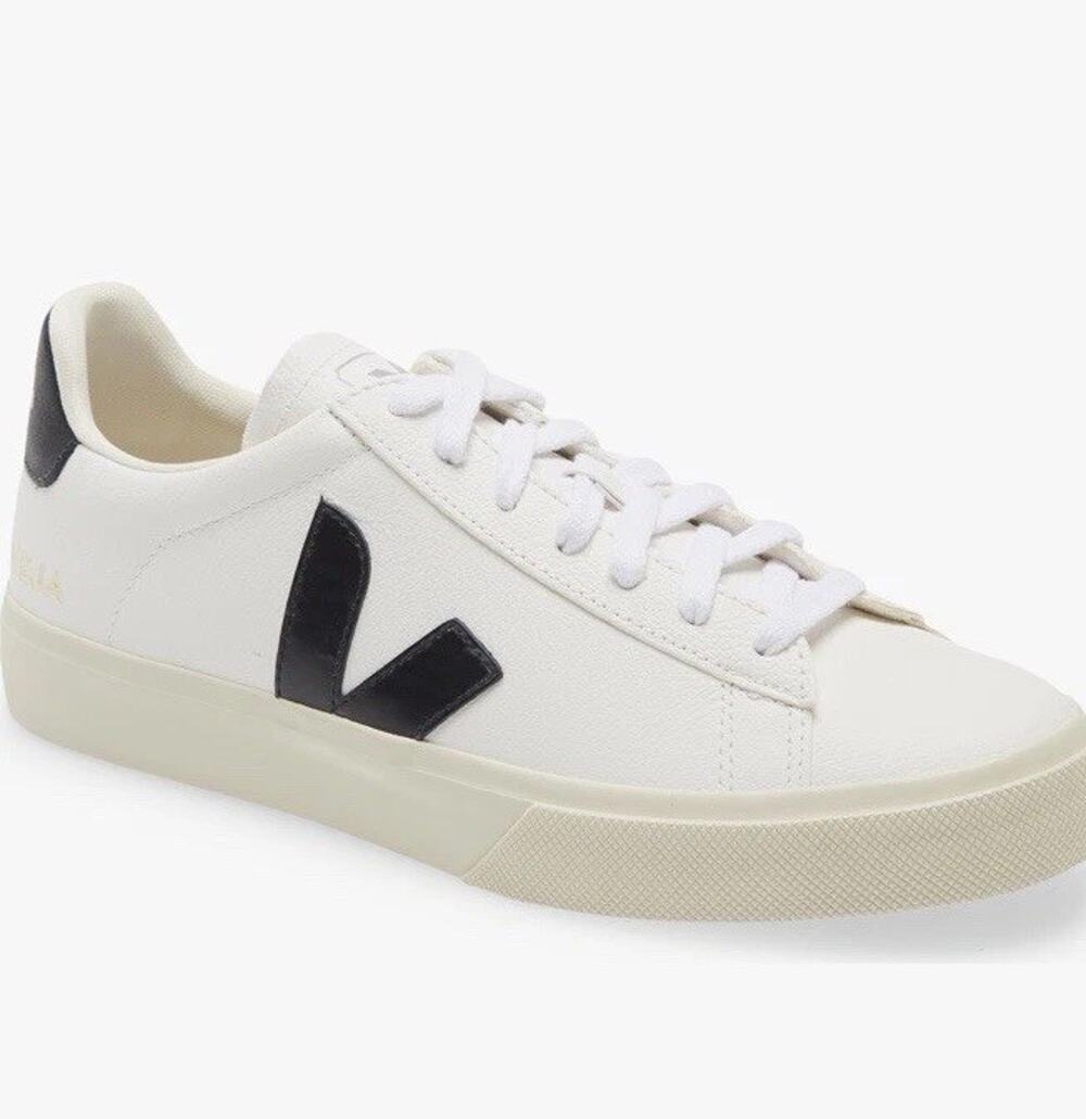 White Leather Low-Top Sneakers with Black Accent